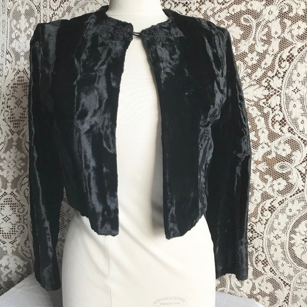 Vintage 1940s Black Pony Hide Cropped Jacket